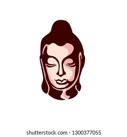 Buddha head silhouette, drawing vector, ohm sign