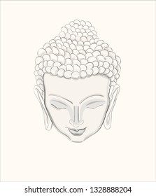 Buddha head silhouette, drawing vector, ohm sign