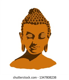Buddha head silhouette, drawing vector, ohm sign