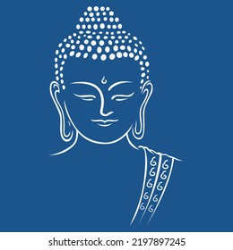 Buddha head silhouette, drawing vector.