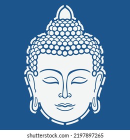 Buddha head silhouette, drawing vector.