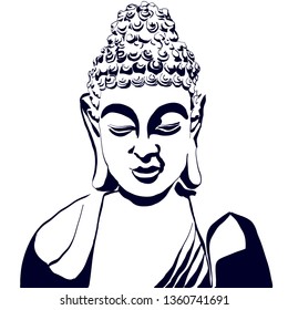 Buddha head silhouette hand drawing bold colors vector illustration