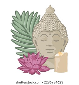 Cabeza de Buda, elemento de diseño gráfico vectorial