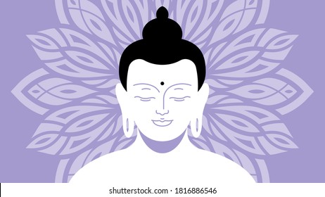 Buddha. Head of Buddha. Vector image of the main symbol of Buddhism.