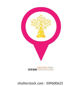 Buddha and heart tree icon. vector illustration.