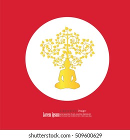 Buddha and heart tree icon. vector illustration.