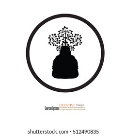 Buddha and heart tree icon. vector illustration.