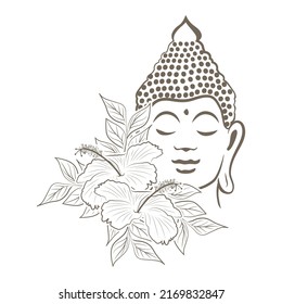 Buda con flores de hibiscos, vector