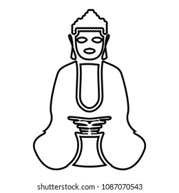 Buddha icon black color outline
