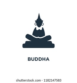 Buddha icon. Black filled vector illustration. Buddha symbol on white background. Can be used in web and mobile.