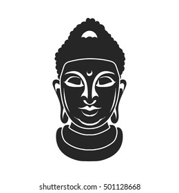 Buddha icon in black style isolated on white background. Religion symbol stock vector illustration.