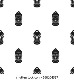 Buddha icon in black style isolated on white background. Religion pattern stock vector illustration.