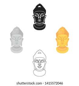 Buddha icon in cartoon,black style isolated on white background. Religion symbol stock vector illustration.