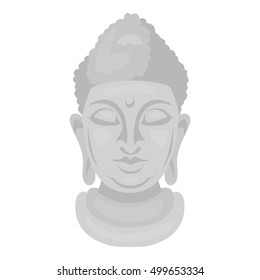 Buddha icon in monochrome style isolated on white background. Religion symbol stock vector illustration.