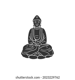 Buddha Icon Silhouette Illustration. Meditation God Vector Graphic Pictogram Symbol Clip Art. Doodle Sketch Black Sign.