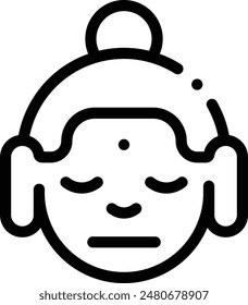 icono de buda. Diseño De Estilo Lineal Delgado Aislado Sobre Fondo Blanco