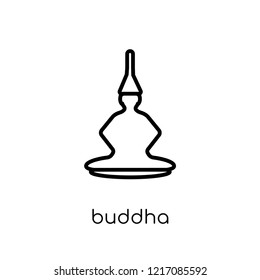 Buddha icon. Trendy modern flat linear vector Buddha icon on white background from thin line Religion collection, editable outline stroke vector illustration