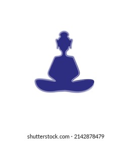 Buddha icon vector. Monk meditation symbol. Symbolic blue buddha image isolated on white background. Buddha statue, silhouette. Logo, emblem template. 