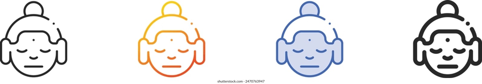 buddha icon.Thin Linear, Gradient, Blue Stroke and bold Style Design Isolated On White Background