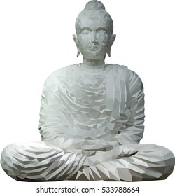Buddha image represented in polygon pattern.