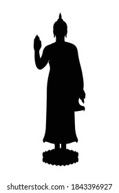 Buddha image silhouette vector, religion concept.