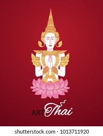 Buddha images flowers Lotus thai. vector illustration