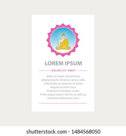 Buddha inside lotus flower frame, vector invitation template 