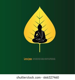 Buddha and  leaf icon. vector illustration.