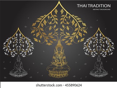 buddha and leaf of thai tradition