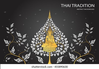 buddha and leaf of thai tradition