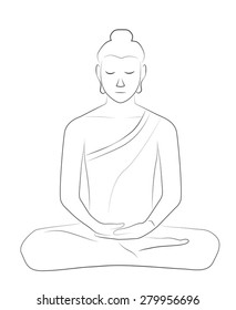 buddha light line vector