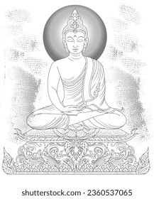 ilustración de vector de línea continua de arte de línea de presupuesto.Dibujo de una estatua de Buda