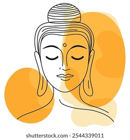 Buddha Line Art with Simple Elegant Design Flat Vector Illustration