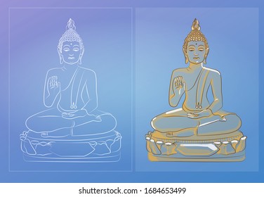 Buddha Line Vector Isolated Illustration Hand Doodle