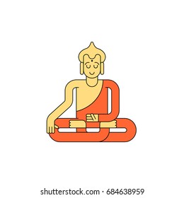 Buddha linear style. Buddhist statue. Meditation and enlightenment.
