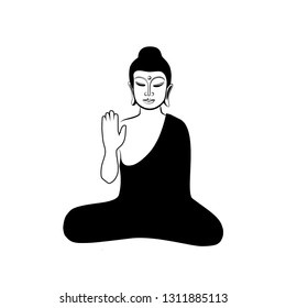 buddha logo buddhism icon black and white drawing sketch