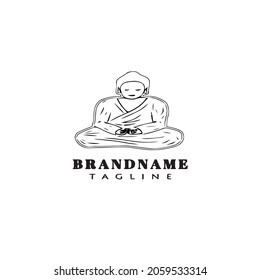 buddha logo cartoon icon design template black modern isolated vector cute