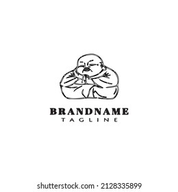 buddha logo cartoon icon design template black modern isolated vector