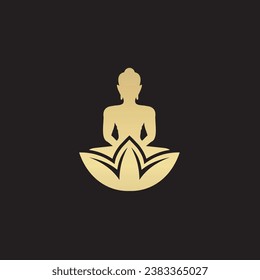 Buddha logo design in gold color, suitable for spiritual business. Gautama Buddha was an ascetic and spiritual teacher from South Asia who lived in the 6th or 5th century BC. 