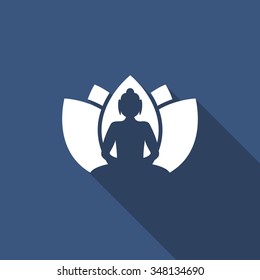 Buddha with lotus flower, vector illustration