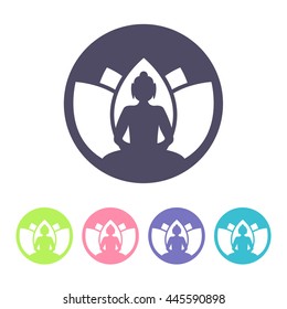 Buddha with lotus flower. vector illustration