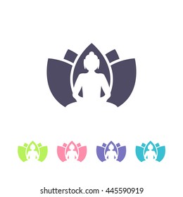 Buddha with lotus flower. vector illustration