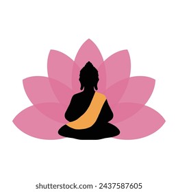 Buddha lotus meditating vector silhouette illustration
