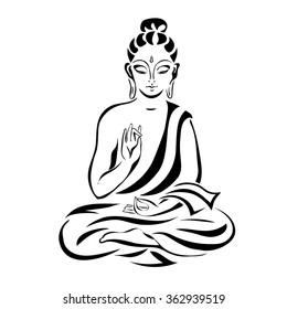 Lord Buddha Black White Images Stock Photos Vectors