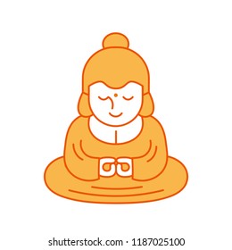 Buddha and lotus religious sacred symbol color icon. Vector modern flat line style icon desgin.Isolated in white background. Esoteric, buddhism,Buddha,thai,god, yoga, zen concept