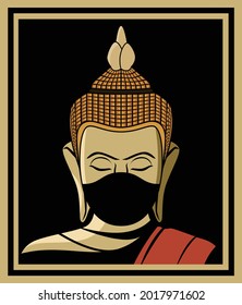 Buddha with mask vector illustration. Buddha statue Vector logo