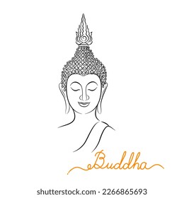 Buddha meditate statue hand drawing in doodle illustration.