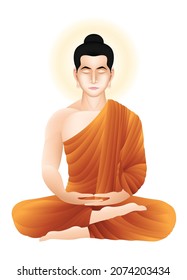 The Buddha meditated isolated on white background. Graphic vector