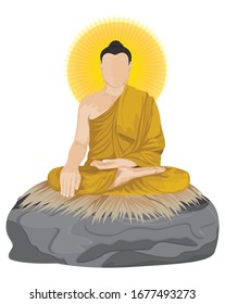 El Buda meditó en el diseño de vectores de piedra