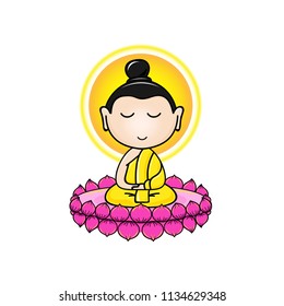 The Buddha is meditating on a pink lotus. vector illustration.